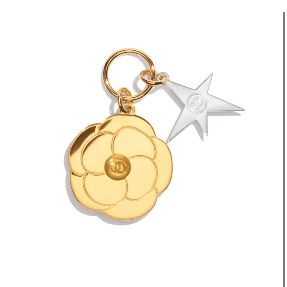 Chanel Gold Camellia and Silver Star Keychain New Holiday Limited Edition